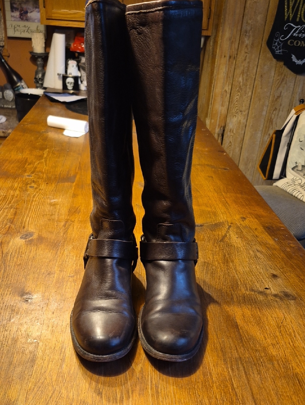Frye Dark Brown Over-the-Knee Leather Boots